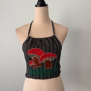 🍄 Katimandu Imports Mushroom Halter Top | Handmade Nepal Cotton Boho Fairy Core